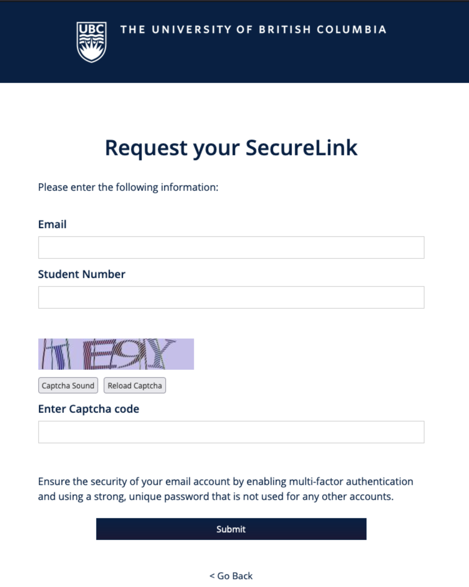 Screenshot of Step 1 Login Form