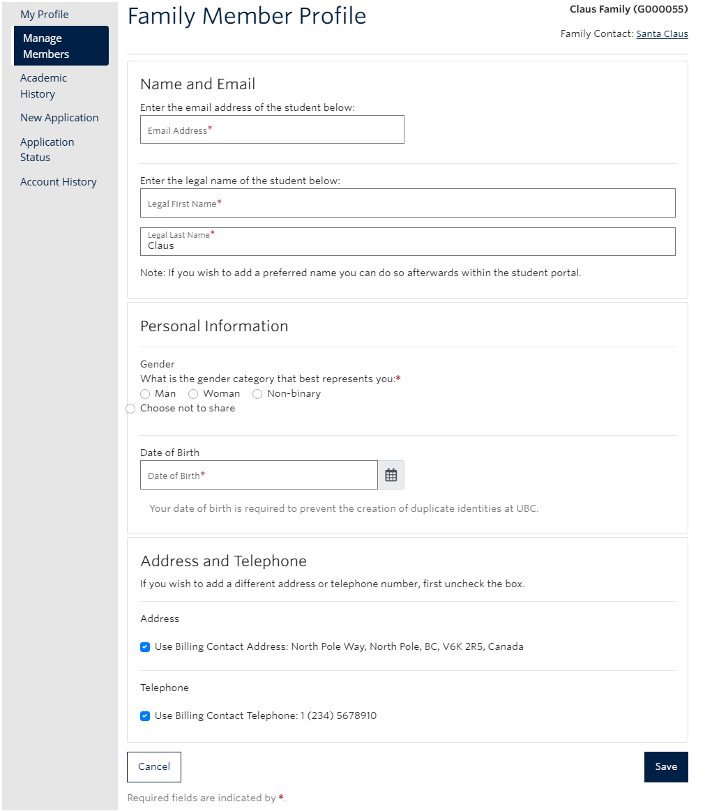 Screenshot of how to add family member step 3b1