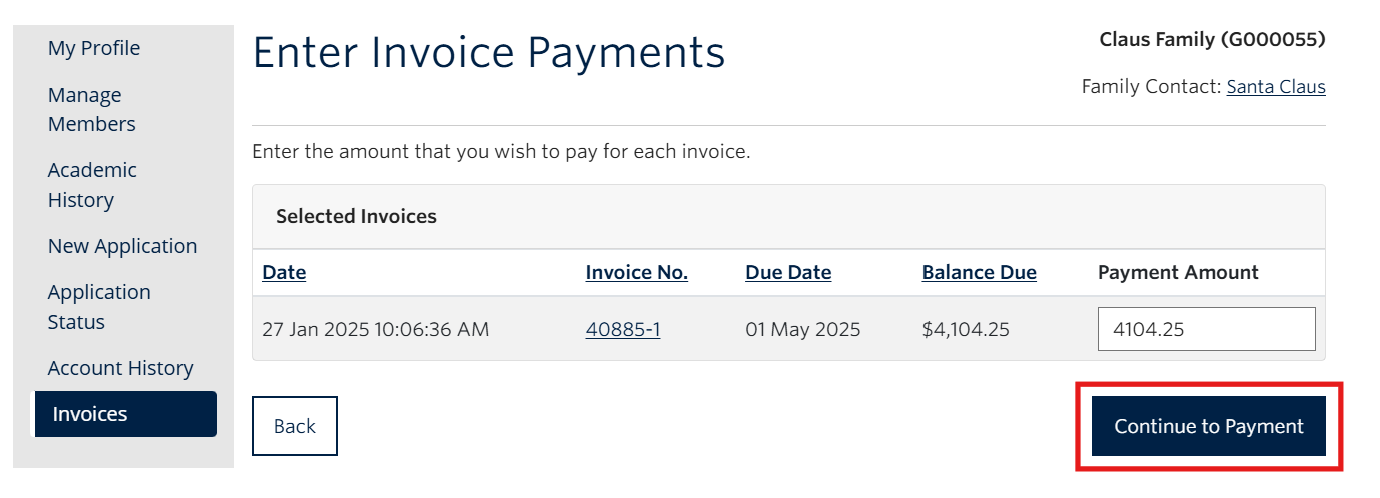 Screenshot of how to pay balance step 4