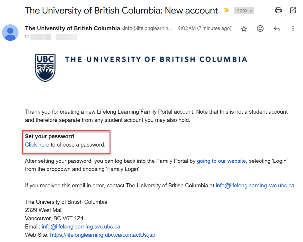 Screenshot of how to create family account step 3