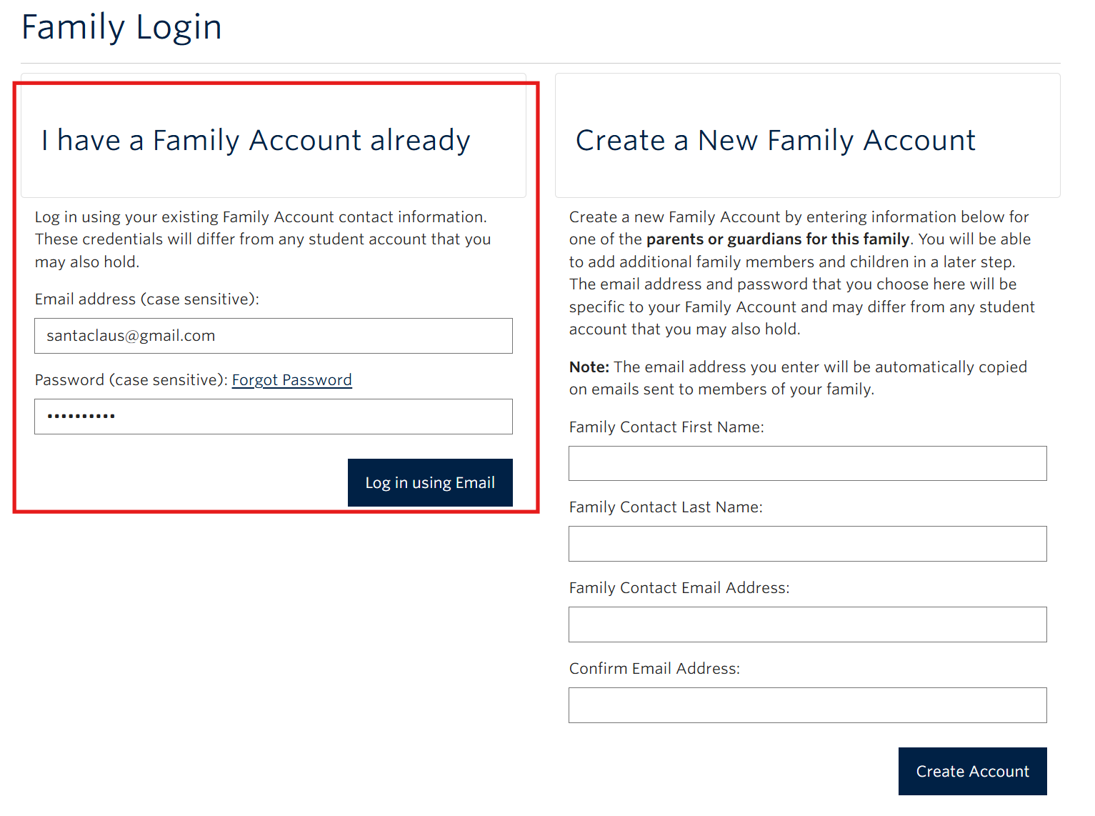 Screenshot of how to create family account step 4